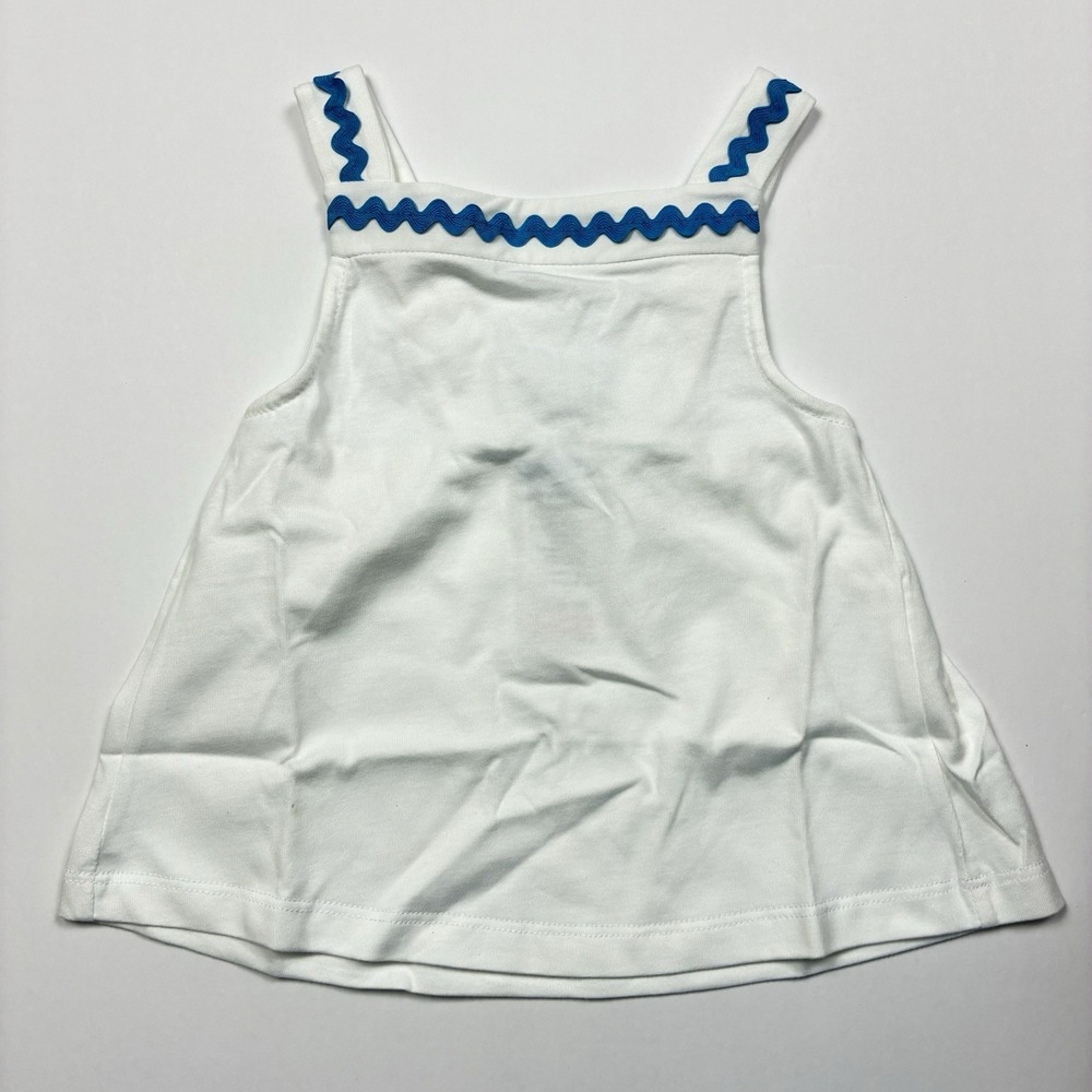 Girls Jacadi Paris Sundress Toddler 4T White Organic Cotton Preppy Nautical New